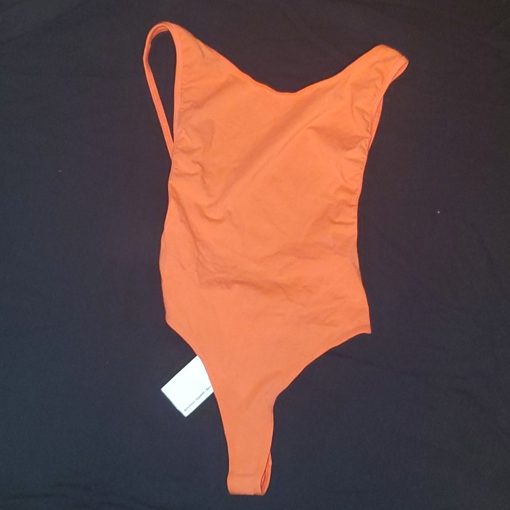 Cotton spandex deep cut bodysuit